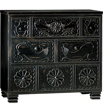 4087-70 Carved Chest, Hickory Chair