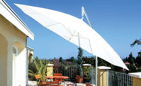 Tilting, adjustable shade for patio